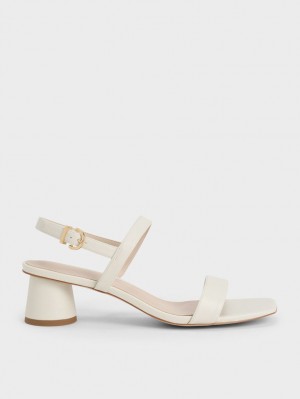 Charles & Keith Cylindrical Heel Back Riemchensandalen Weiß | 694TWYHJZ