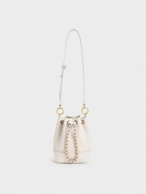 Charles & Keith Dancer Chunky Chain Bucket Tasche Weiß | 827BYEHNI