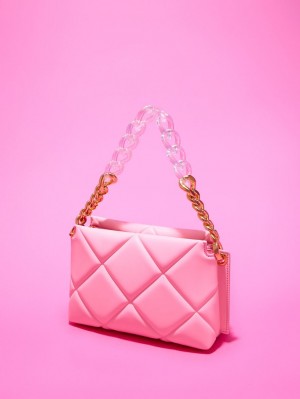 Charles & Keith Danika Chunky Chain Gepolstert Tragetaschen Rosa | 235VEHNIQ