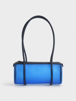 Charles & Keith Double Handle Hobo Tasche Blau | 604QSLYAT