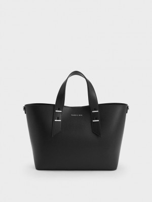 Charles & Keith Double Handle Hobo Tasche Schwarz | 125DINXJU