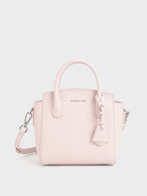 Charles & Keith Double Handle Trapeze Tragetaschen Hellrosa | 532GNUSYP