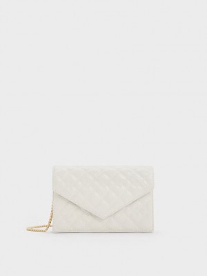 Charles & Keith Duo Gesteppt Envelope Clutch Tasche Weiß | 079BLTPSJ