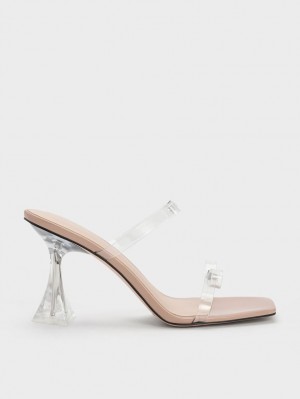 Charles & Keith Embellished Bow See-Through Sandalen Absatz Beige | 293AUSFQX