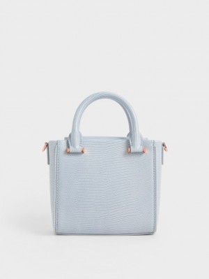 Charles & Keith Embossed Top Handtasche Hellgrau | 485PGUYHK