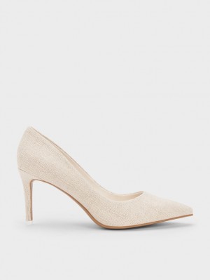 Charles & Keith Emmy Pointed-Kappe Pumps Beige | 734VLXZWP