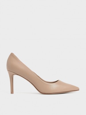 Charles & Keith Emmy Pointed-Kappe Pumps Beige | 739FHWNJM