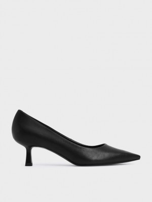 Charles & Keith Emmy Pointed Kitten Heel Pumps Schwarz | 759JGNDZR