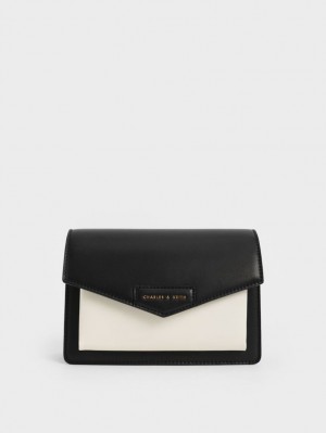 Charles & Keith Envelope Crossbody Taschen Schwarz Weiß | 409VKDPEM