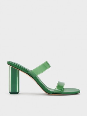 Charles & Keith Fia Geometric Heel Mules Grün | 698HINBUZ