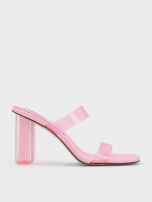 Charles & Keith Fia Geometric Heel Mules Hellrosa | 815MLBHZQ