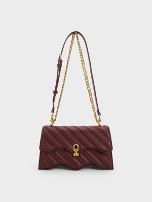 Charles & Keith Freja Wavy Trapeze Crossbody Taschen Dunkelschokolade | 971MAKLQS