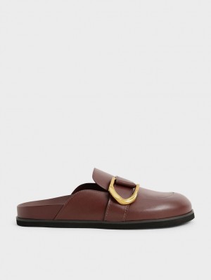 Charles & Keith Gabine Buckled Leder Loafer​ Mules Braun | 410WJPDYM