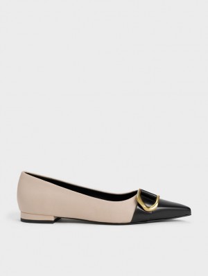 Charles & Keith Gabine Leder Kappe-Cap Ballerinas Beige | 367IQGHJA