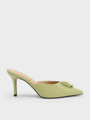 Charles & Keith Gabine Leder Mules Grün | 026VAEZLJ