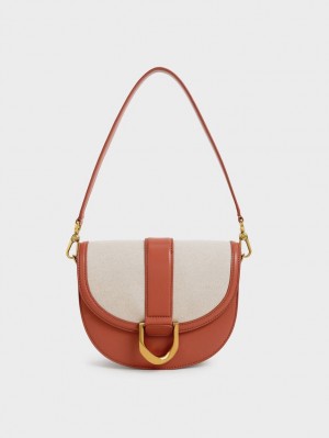 Charles & Keith Gabine Two-Tone​ Satteltaschen Braun | 324UOSZMJ