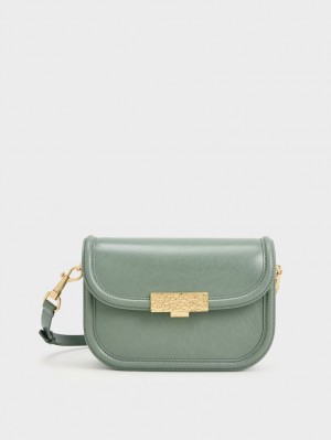 Charles & Keith Genevieve Metallic Accent Crossbody Taschen Grün | 705PJBIVL