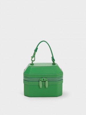 Charles & Keith Geometric Boxy Top Handtasche Grün | 089VALRYX