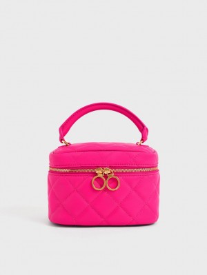 Charles & Keith Gesteppt Two-Way Zip Mini Taschen Fuchsie | 403LUZYSQ