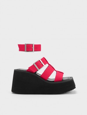 Charles & Keith IIsa Flatform Gladiator Plateausandalen Fuchsie | 120ZLPJFM