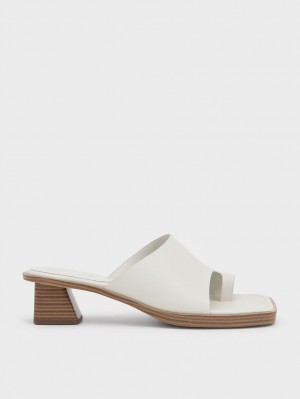 Charles & Keith Kappe Ring Stacked Sandalen Absatz Weiß | 540KHYXDB