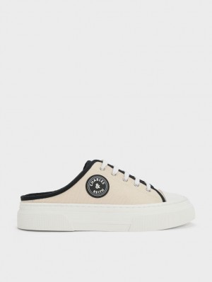 Charles & Keith Kay Canvas Slip On Sneakers Beige | 491ZVFRLD