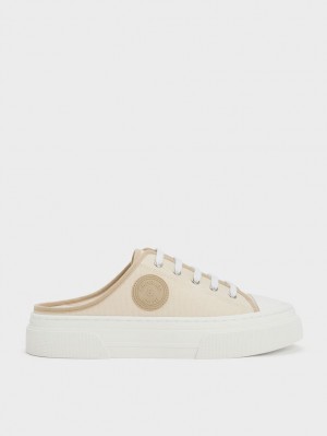 Charles & Keith Kay Canvas Slip On Sneakers Beige | 675BDWJHM