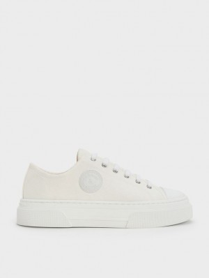 Charles & Keith Kay Canvas Sneakers Weiß | 764XVAYSK