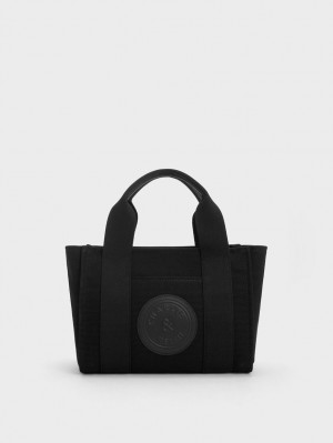 Charles & Keith Kay Canvas Tragetaschen Schwarz | 831JCBUVD