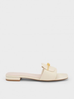 Charles & Keith Knotted Accent Rutschen Sie Sandalen Weiß | 325TEIXUQ