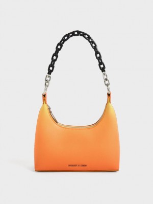 Charles & Keith Koi Chain Handle Schultertaschen Orange | 960PYCHVM