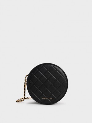 Charles & Keith Kwan Gesteppt Circle Schultertaschen Schwarz | 315TSHBYO