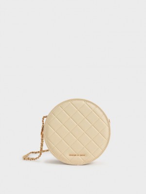 Charles & Keith Kwan Gesteppt Circle Schultertaschen Beige | 735BTXPHF