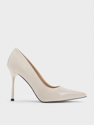 Charles & Keith Kyra Lack Leder Pumps Weiß | 189JEVOTR