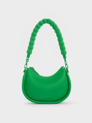 Charles & Keith Lana Curved Schultertaschen Grün | 978JLRDSF