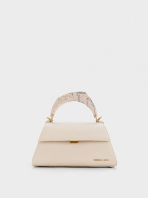 Charles & Keith Marlin Acrylic Handle Trapeze Tragetaschen Beige | 384SRCYTI