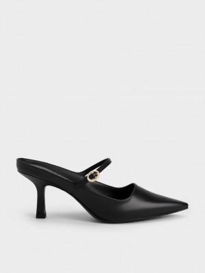 Charles & Keith Mary Jane Absatz Mules Schwarz | 592NCZPWV