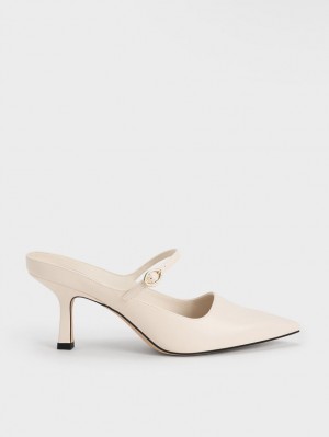 Charles & Keith Mary Jane Absatz Mules Weiß | 983ECPTBD