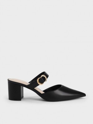 Charles & Keith Metallic Accent Pointed-Kappe Pumps Schwarz | 820VHSWAP