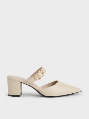 Charles & Keith Metallic Accent Pointed-Kappe Pumps Weiß | 214KREOAJ