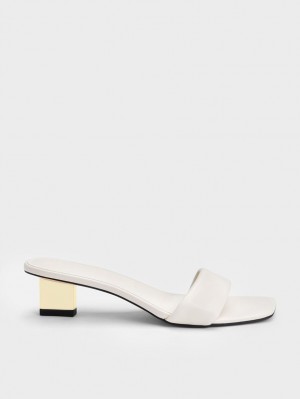 Charles & Keith Metallic Blade Sandalen Absatz Weiß | 701LNFWXB