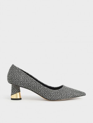 Charles & Keith Metallic Sculptural Heel Tweed Pumps Mehrfarbig | 581WVYGKQ