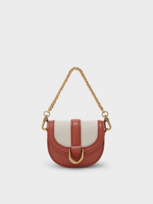 Charles & Keith Micro Gabine Two-Tone​ Satteltaschen Dunkelrot | 514LCFRYX