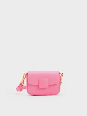 Charles & Keith Micro Koa Square Push-Lock Mini Taschen Rosa | 830TJZNHW