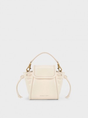 Charles & Keith Mini Ashby Top Handtasche Weiß | 921SNTKLA