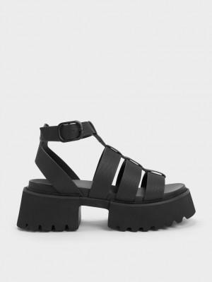 Charles & Keith Nadine Gladiator Plateausandalen Schwarz | 307HWOUGY