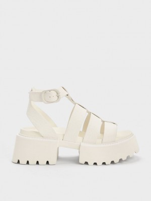 Charles & Keith Nadine Gladiator Plateausandalen Weiß | 671QFZIJA