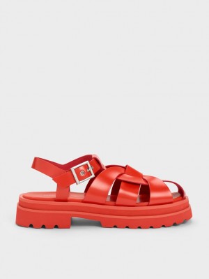 Charles & Keith Nell Gladiator Plateausandalen Rot | 890CLKOIQ