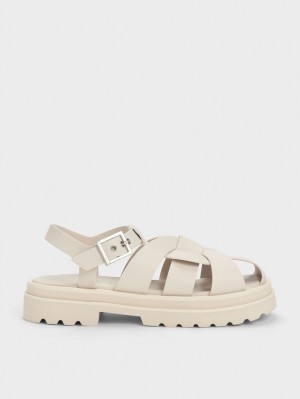 Charles & Keith Nell Gladiator Plateausandalen Weiß | 760ECFNVK