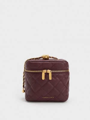 Charles & Keith Nezu Gesteppt Boxy Crossbody Taschen Dunkelschokolade | 017EUVMPC